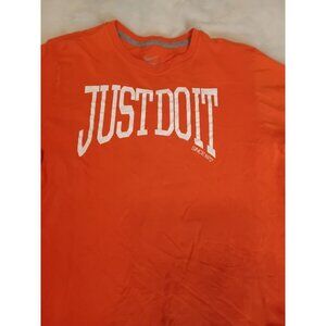 Nike Orange Just Do It T-Shirt L Regular Fit Crewneck Mens